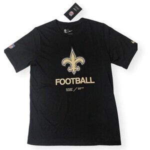 NFL New Orleans Saints Nike Dri-Fit Shirt L 14 16 Short Sleeve Black Gold NWT